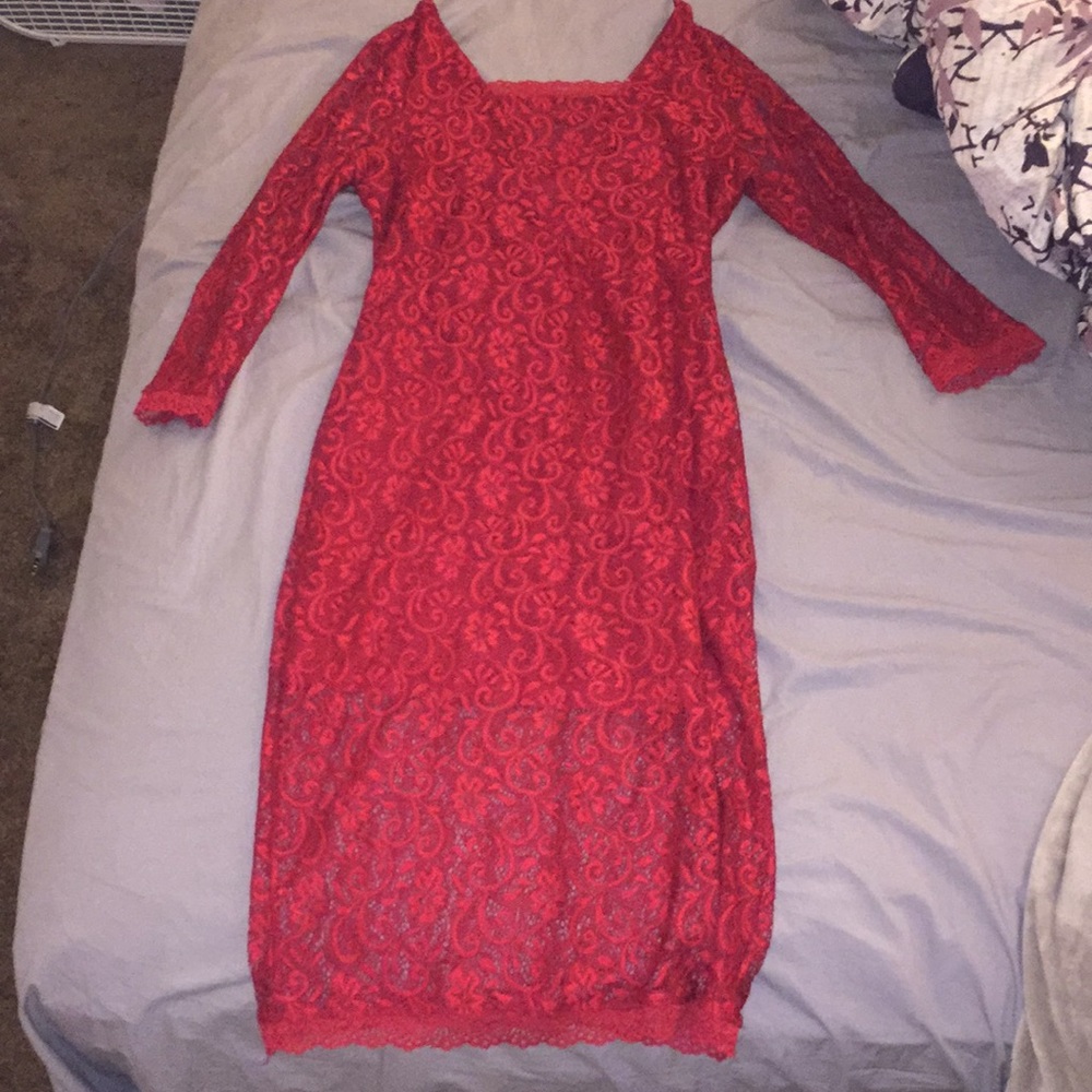Red lace dress